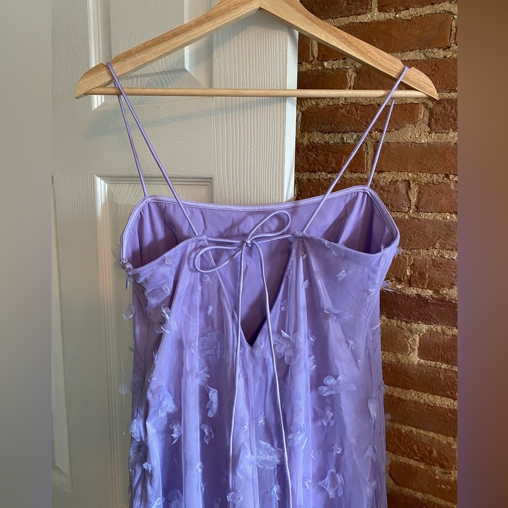 NWT Anthropologie | Lavender Midi Dress with Floral Appliqué - 10 - Picture 2 of 14